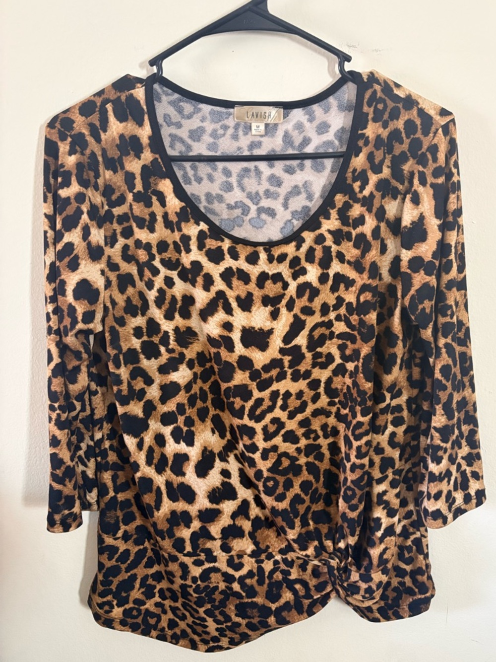 Lavish Gray and Cream Leopard Print Top